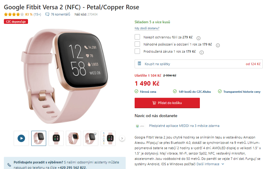 Chytré hodinky Google Fitbit Versa 2 (NFC)
