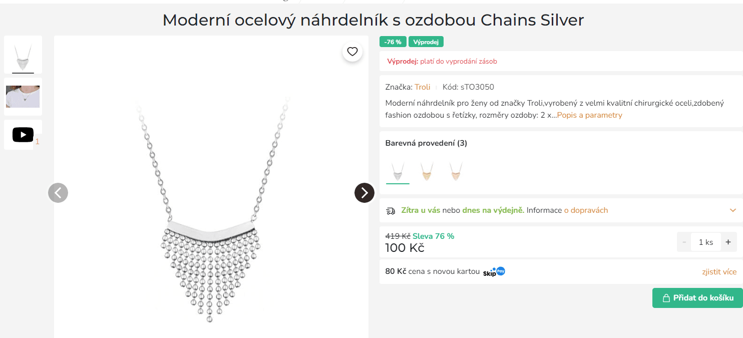 Ocelový náhrdelník s ozdobou Chains Silver