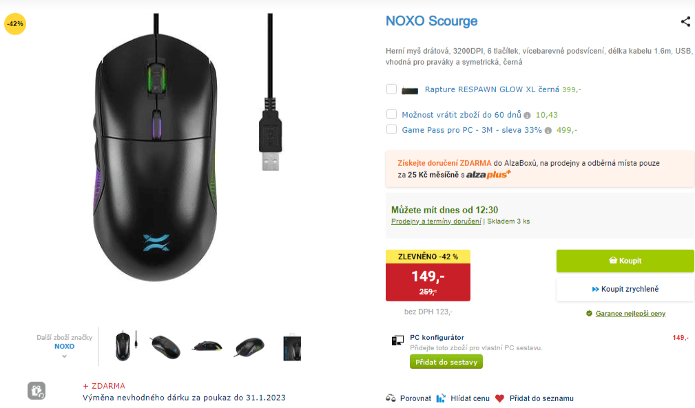Herní myš NOXO Scourge, RGB