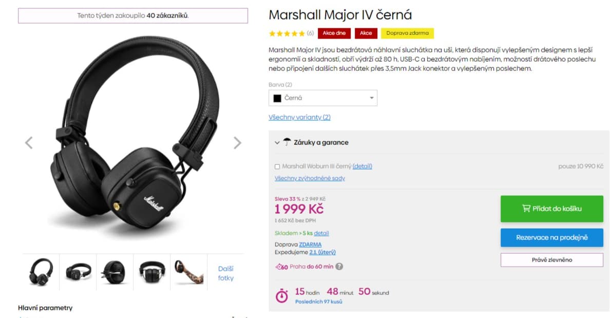BT sluchátka Marshall Major IV
