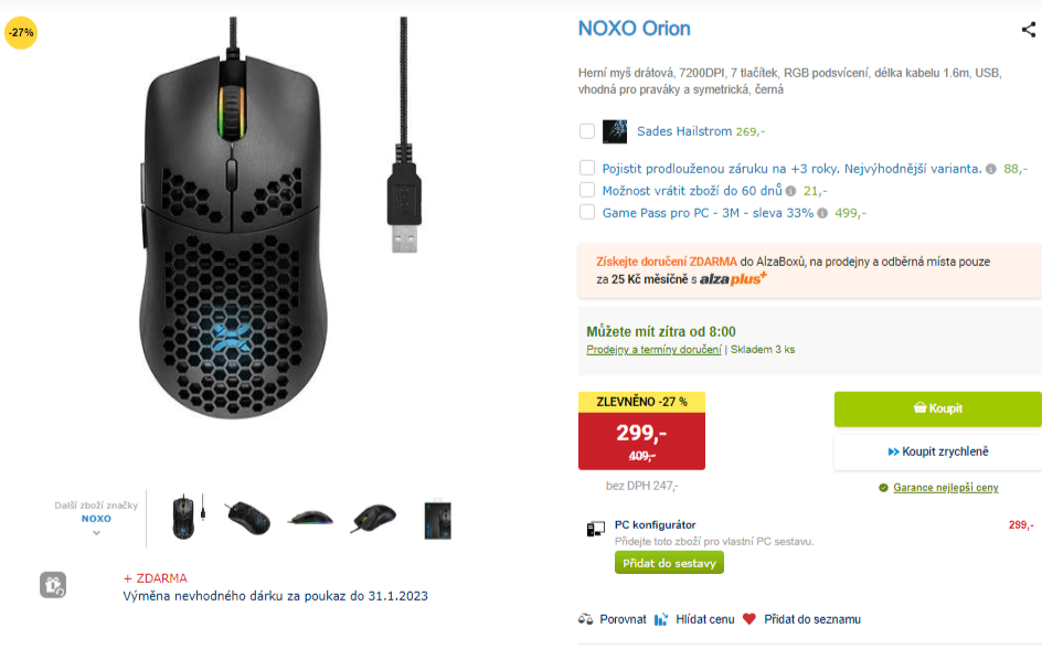 Herní myš NOXO Orion, RGB, USB