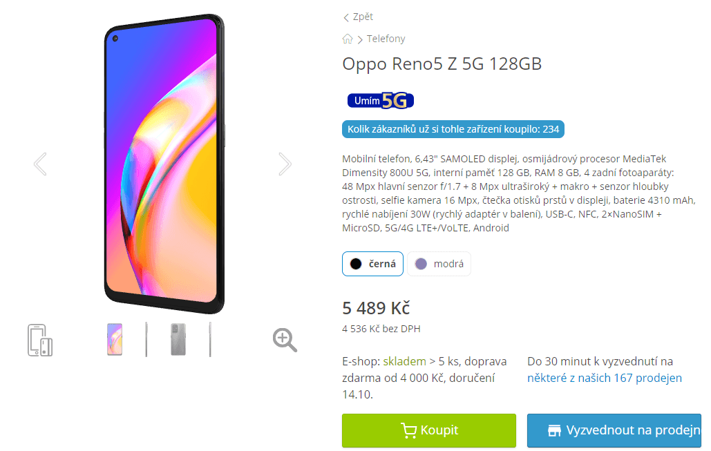 Oppo, 8x 2,4GHz, 8GB RAM, 6,4", 5G