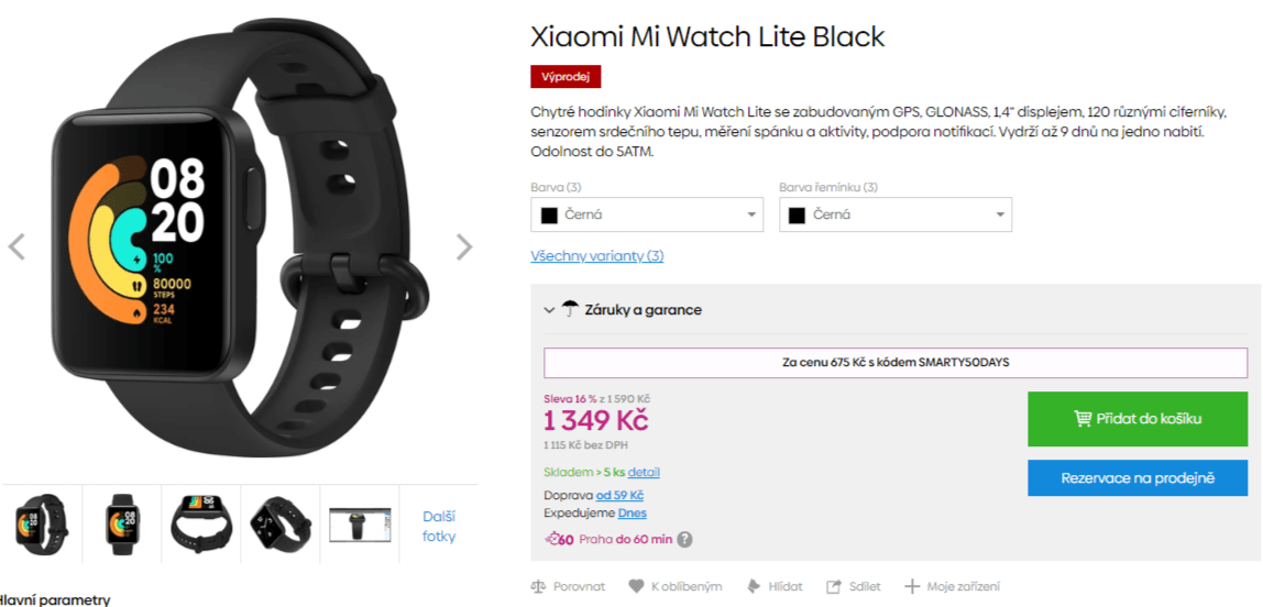 Chytré sportovní hodinky Xiaomi Mi Watch