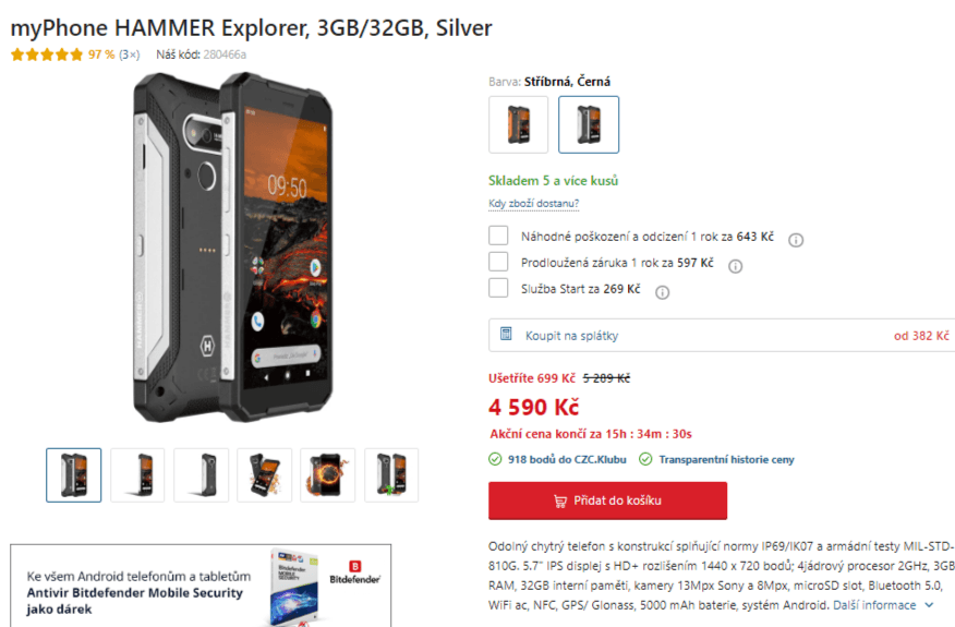 Odolný telefon myPhone Hammer 