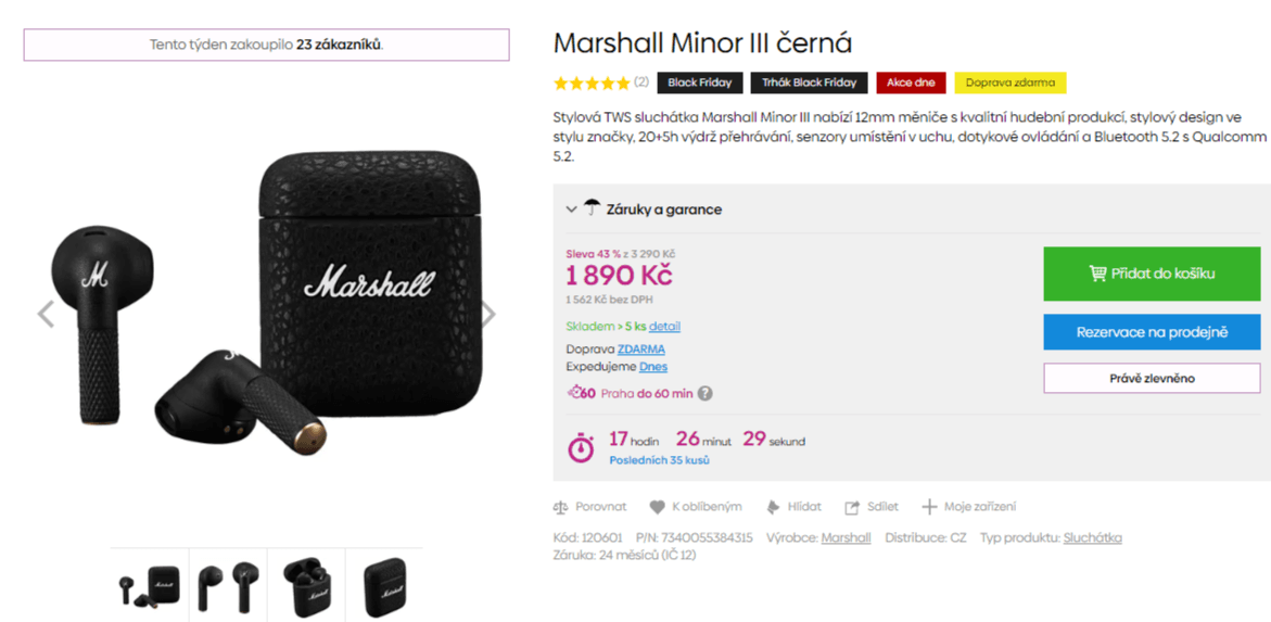 BT sluchátka Marshall Minor III TWS