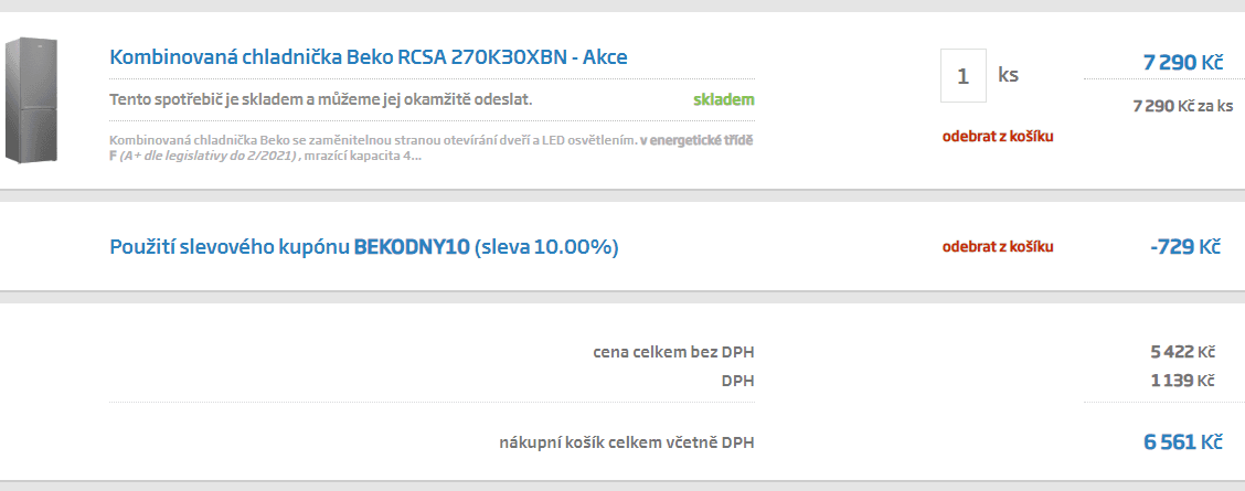 Lednice s mrazákem Beko, A++, 171 cm