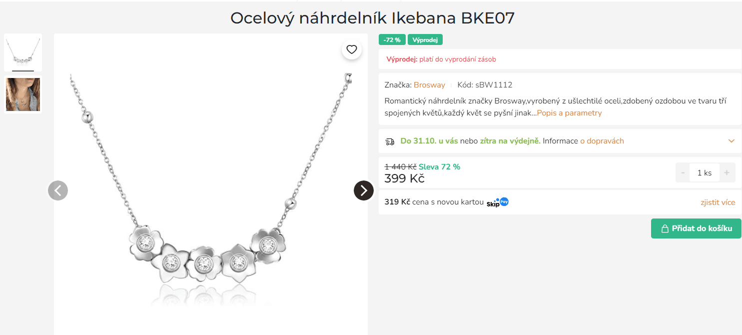 Ocelový náhrdelník Brosway Ikebana