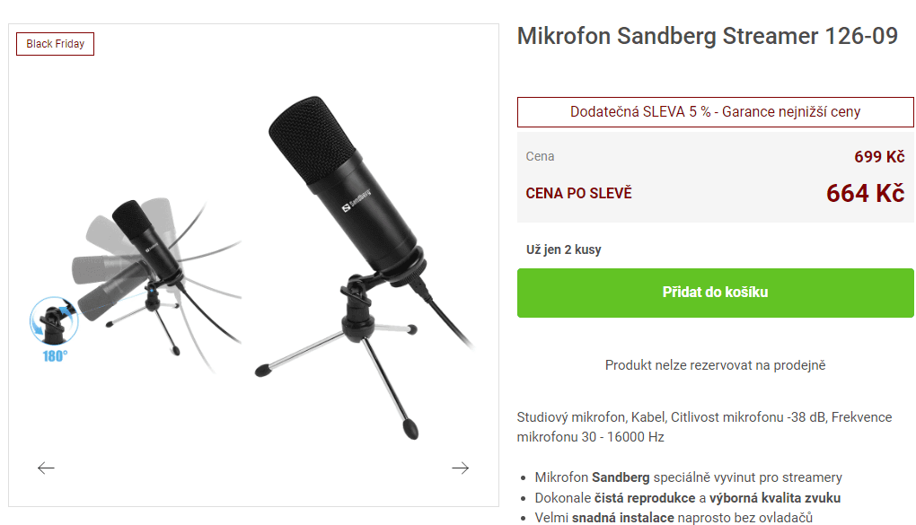 Mikrofon pro streamery Sandberg