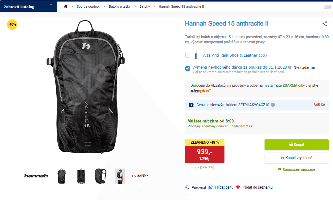 Sportovní batoh Hannah SPEED 15