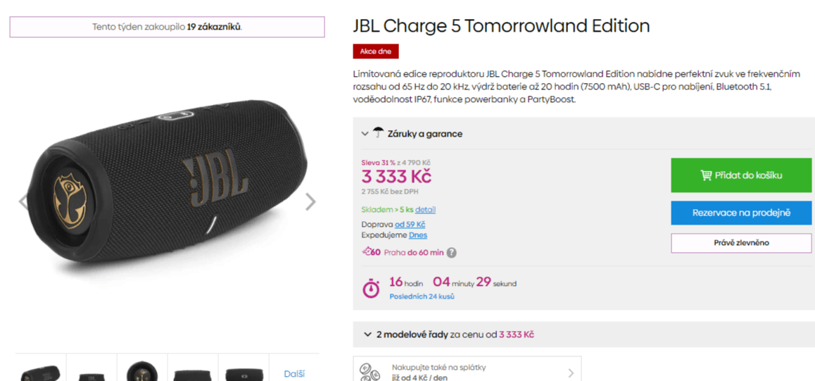 BT repro JBL Charge 5, TWS, 40W