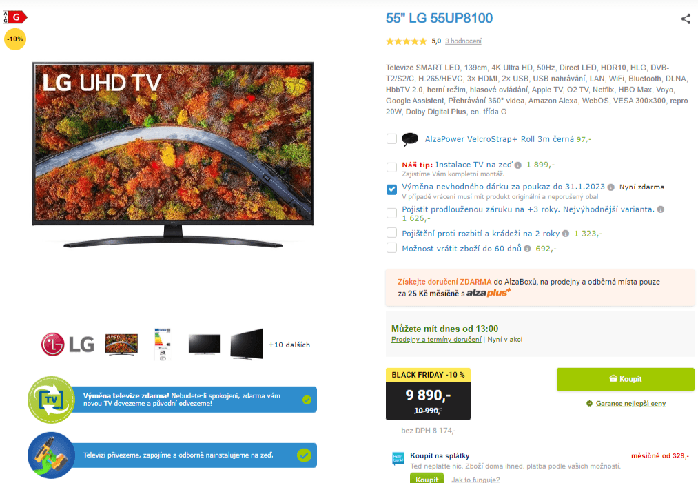4K Smart TV, HDR, 139cm, LG 8