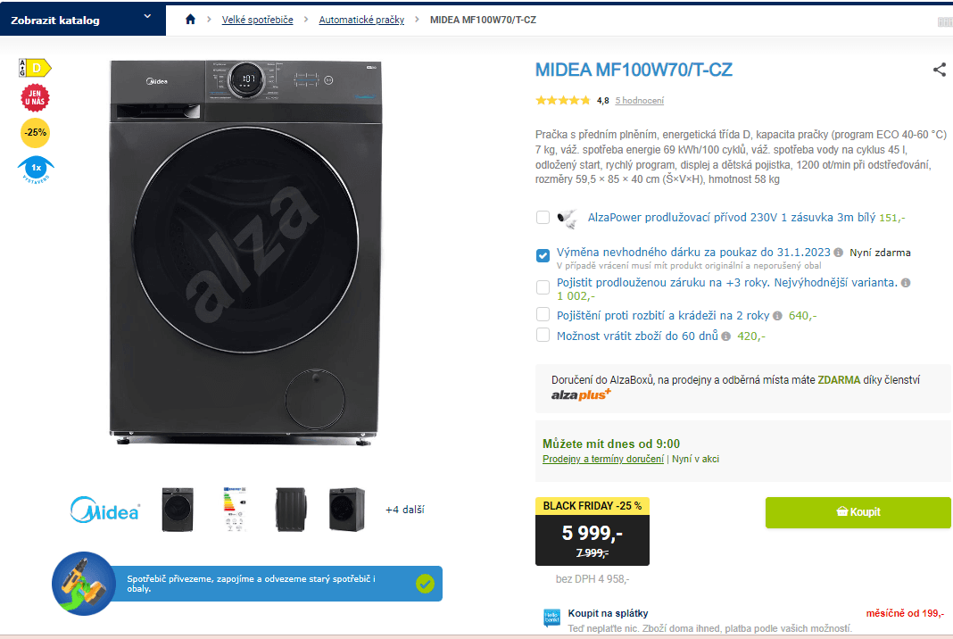 Pračka Midea, 7 kg, 1200 ot/min