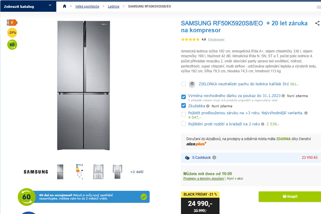 Am. lednice Samsung, 526 l, A+, multi airflow