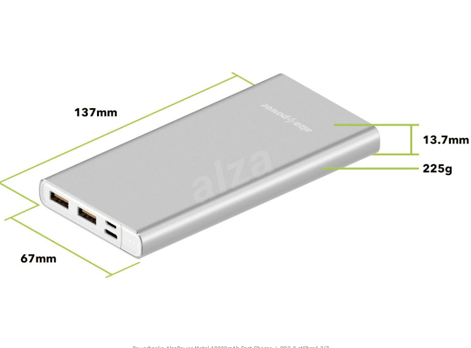 Powerbanka AlzaPower, 10000 mAh, QC 3.0 + PD 3.0