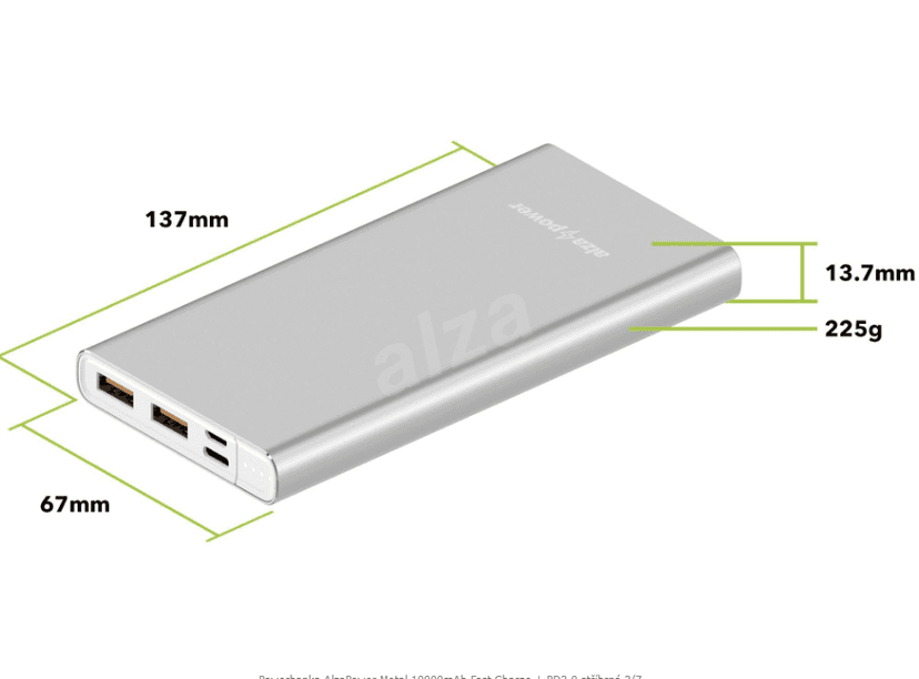 Powerbanka AlzaPower, 10000 mAh, QC 3.0 + PD 3.0