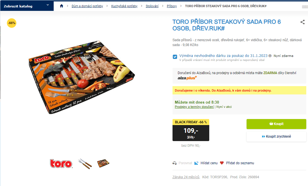 Steakový příbor Toro pro 6 osob, dřevo