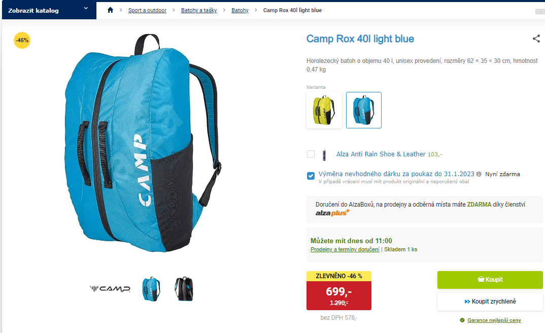 Horolezecký batoh Camp Rox 40l 