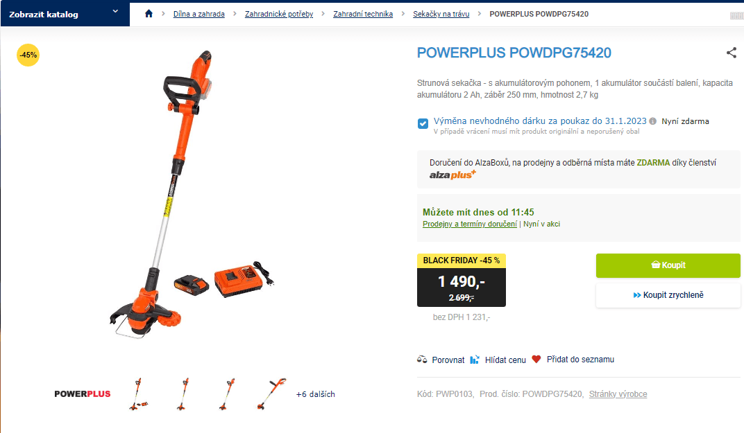 Aku strunová sekačka Powerplus, záběr 25 cm