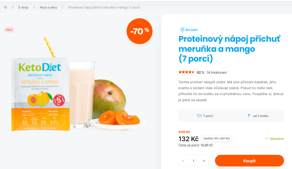 Proteinový nápoj 7 porcí - 2 příchutě
