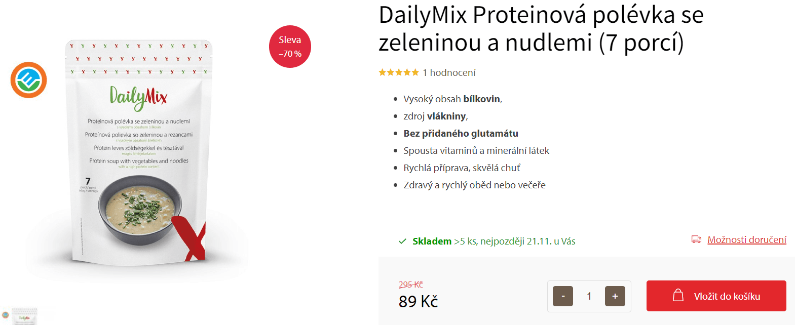 Proteinová polévka se zeleninou a nudlemi (7x)