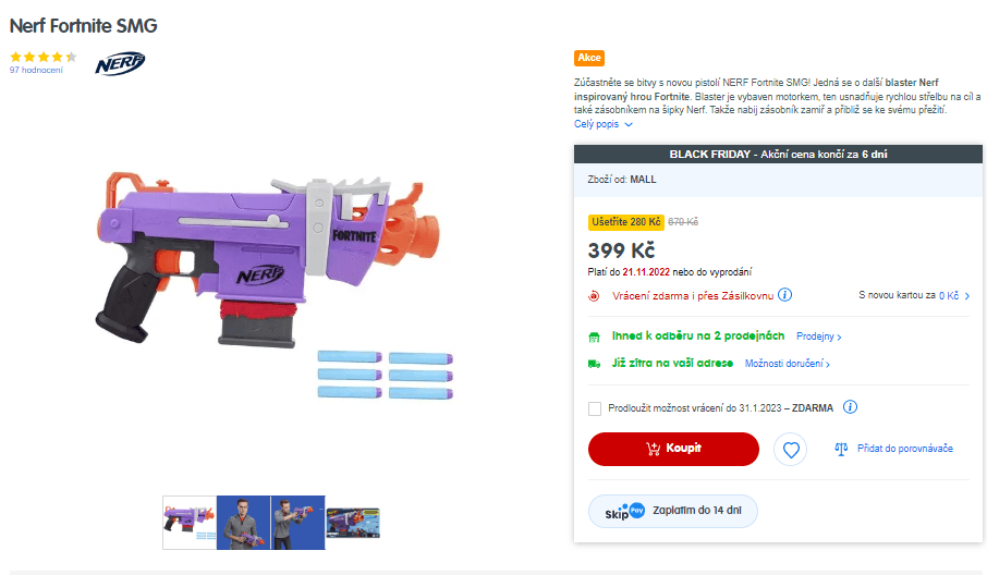 Pistole Nerf Fortnite SMG