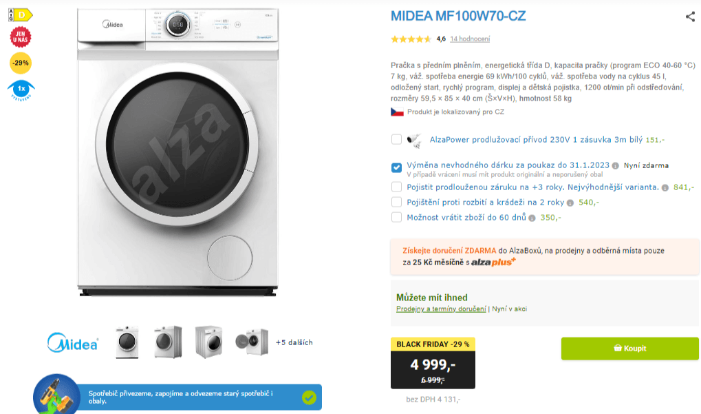 Pračka Midea, 7 kg, 1200 ot/min