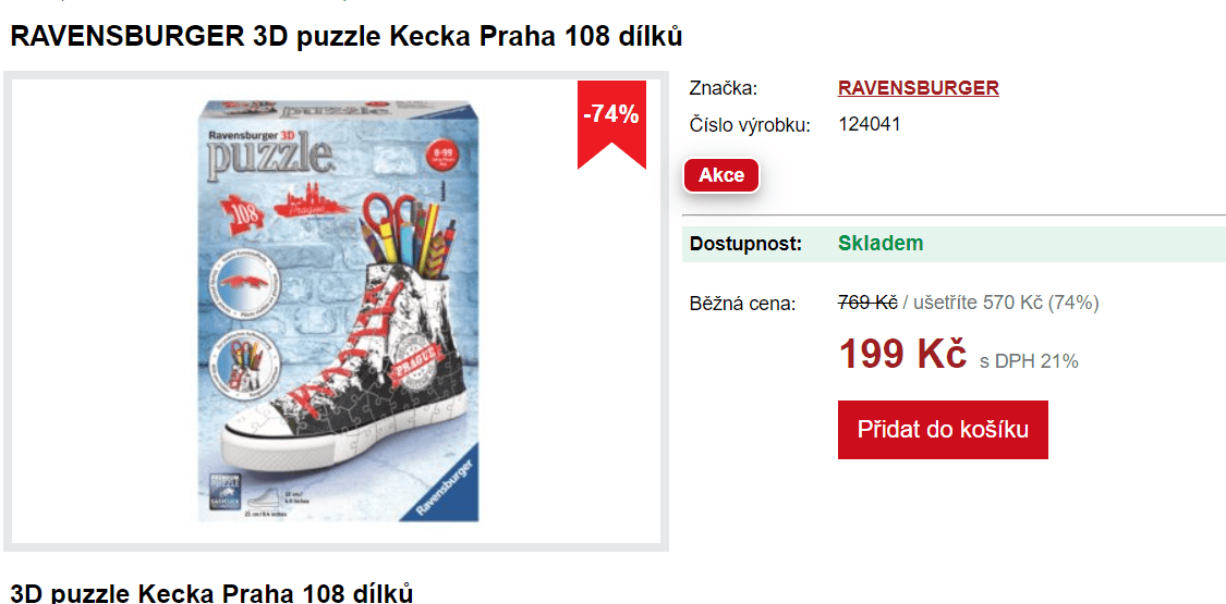 3D Puzzle Kecka Praha 108 dílků