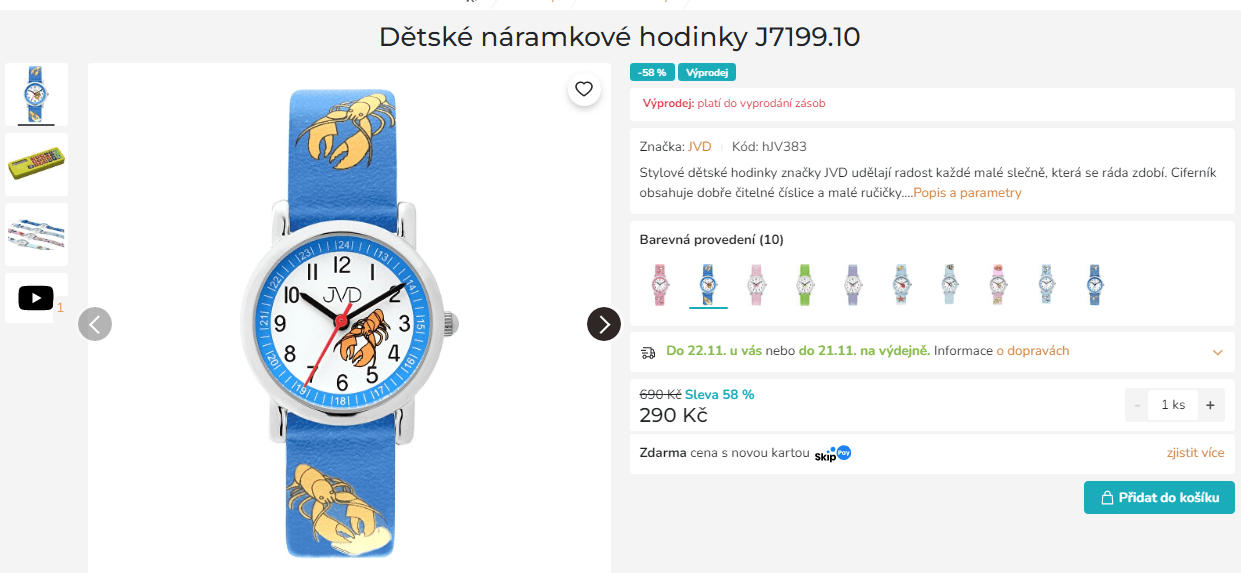 Dětské hodinky JVD modré J7199.10
