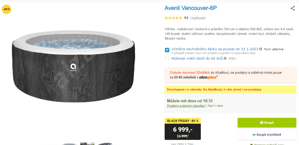 Vířivka Avenli Vancouver, pro 4-6 osob