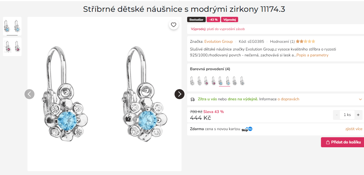 Stříbrné dětské náušnice se zirkony
