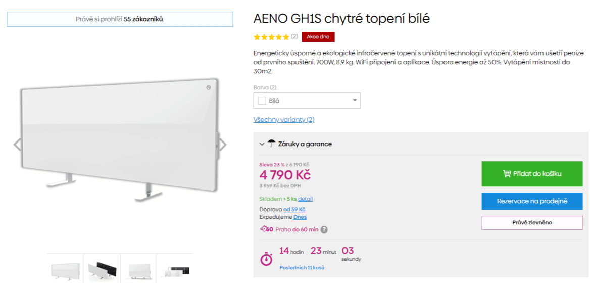 El. topení Aeno, Wifi, aplikace, 30m