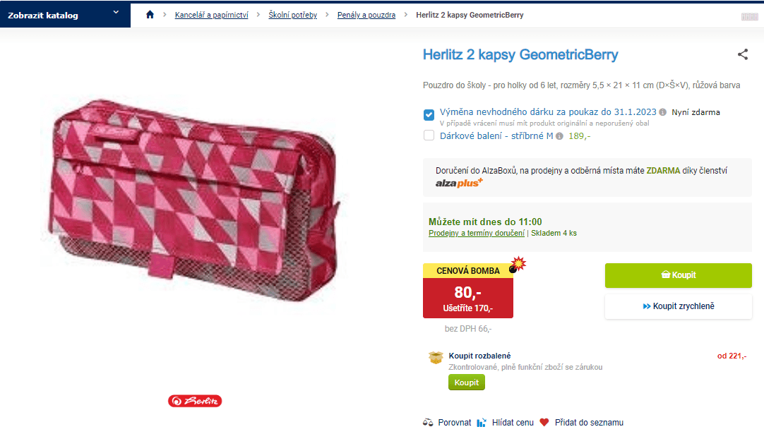 Školní pouzdro Herlitz GeometricBerry