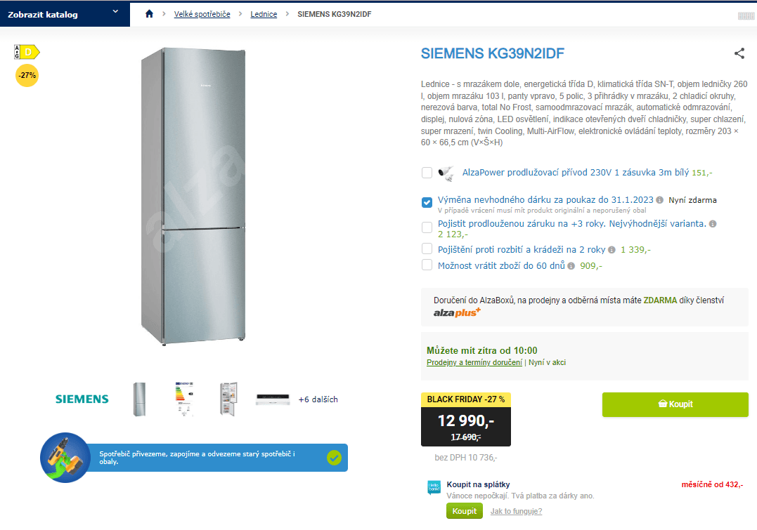 Komb. lednice Siemens, 260/103l