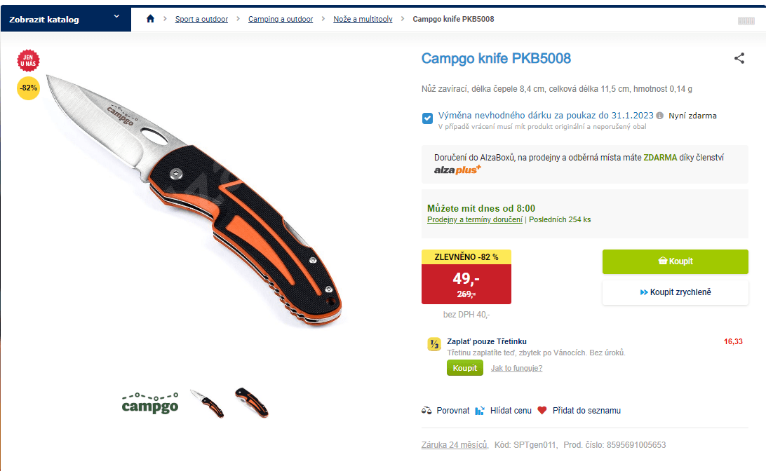 Nůž zavírací Campgo, délka 11,5 cm