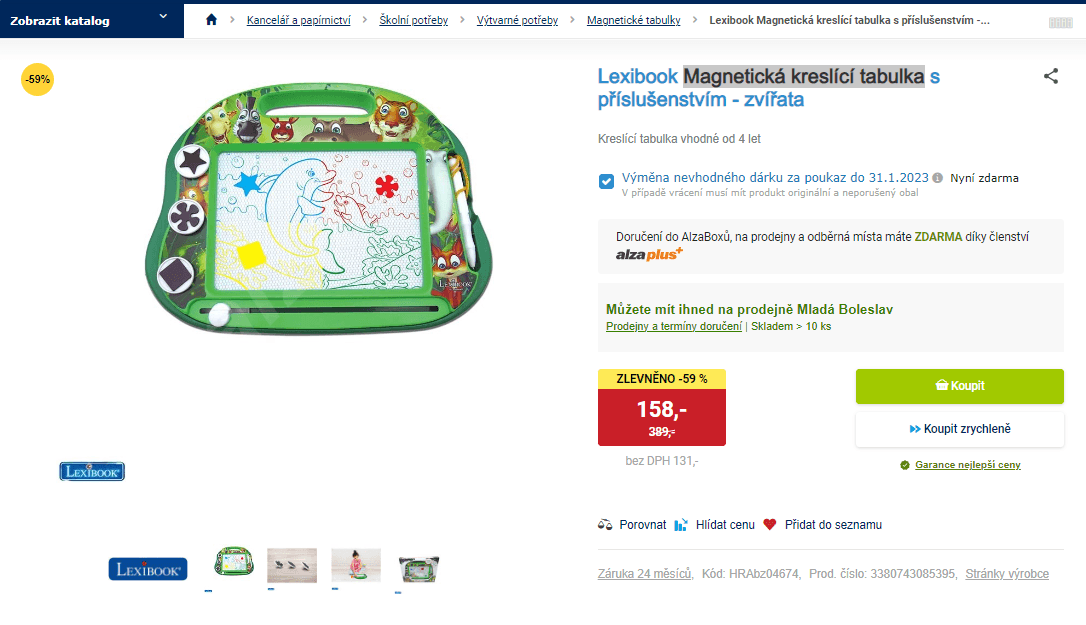 Magnetická kreslící tabulka Lexibook