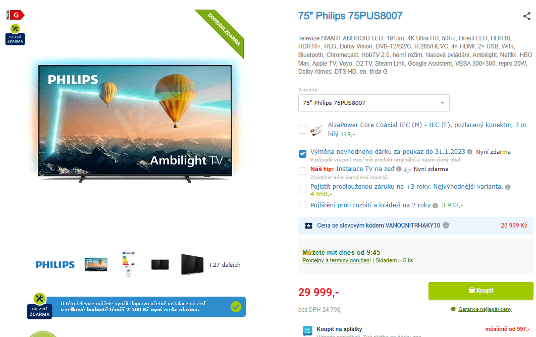 4K Ambilight Smart TV, 191cm, Philips