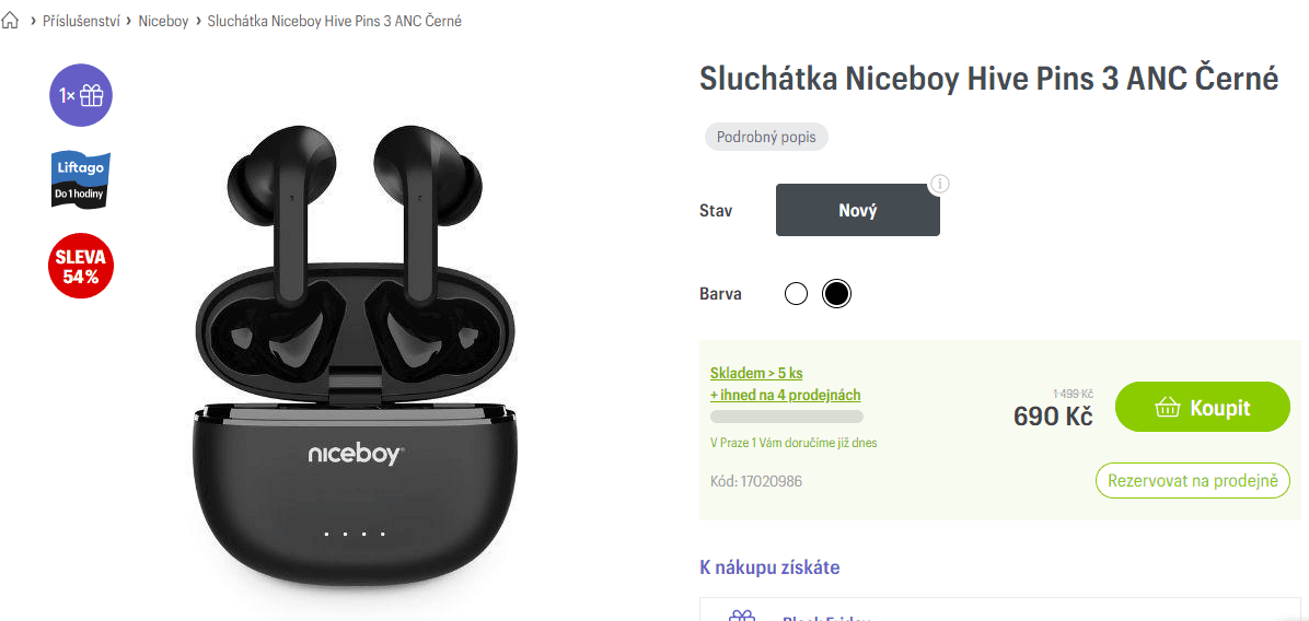 BT sluchátka Niceboy Hive Pins 3, ANC