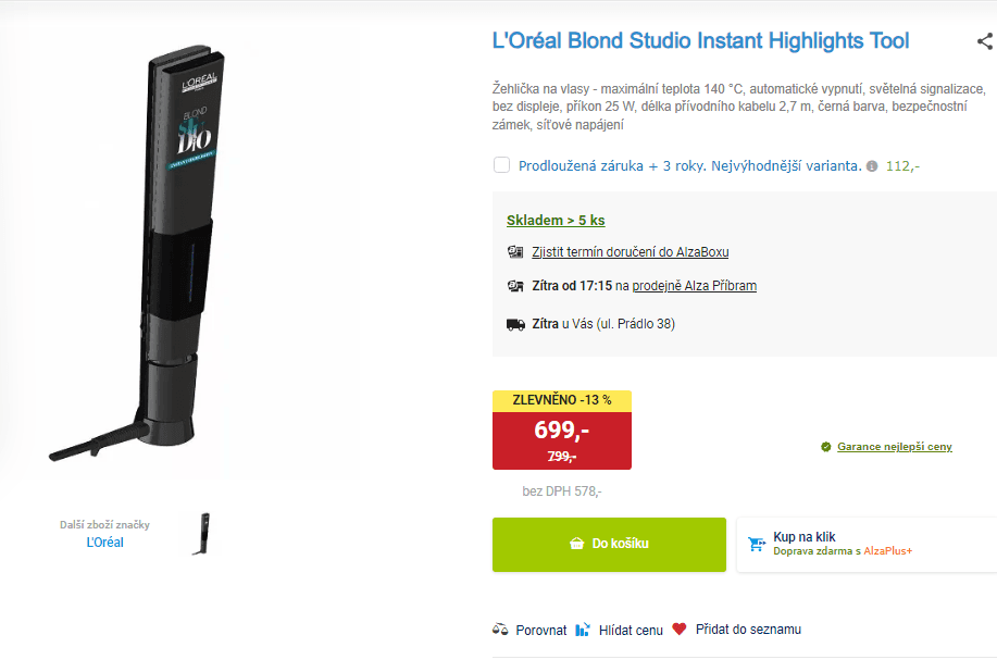 Melírovací žehlička na vlasy L'Oreal Blond Studio