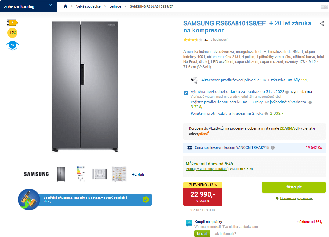 Americká lednice Samsung, 652 l, Total No Frost