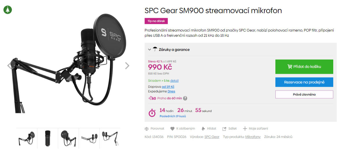 Mikrofon SPC Gear pro youtubery i  hráče