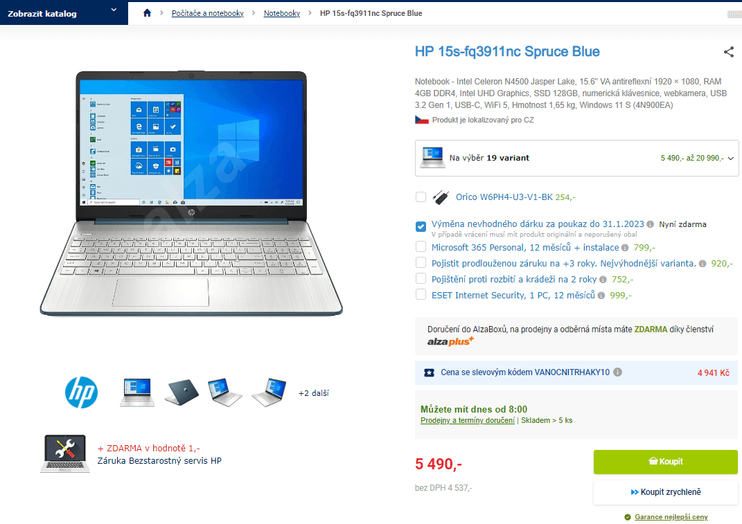 HP, 2,8GHz, 4GB RAM, SSD, 15,6", 1,65kg