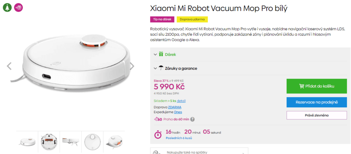 Robot vysavač, mop Xiaomi Pro, laser