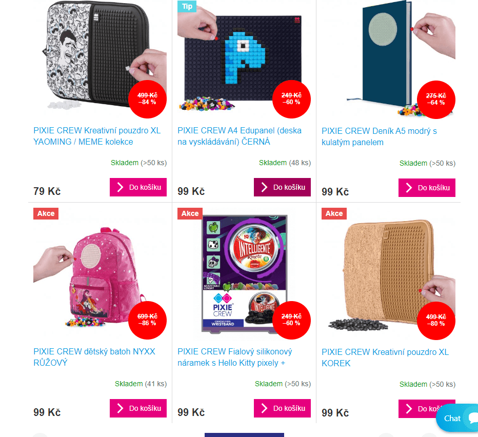 Pixiecrew - slevy až -90% na vybrané produkty