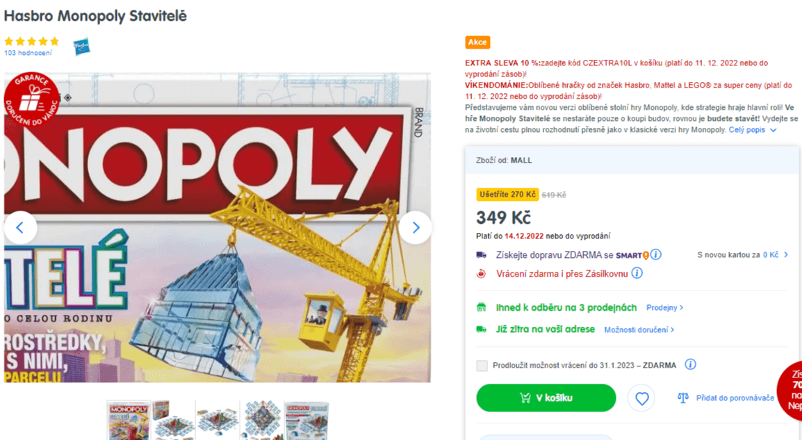 Stolní hra Hasbro Monopoly Stavitelé 