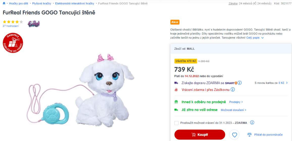 Interaktivní štěně Hasbro Furreal Gogo