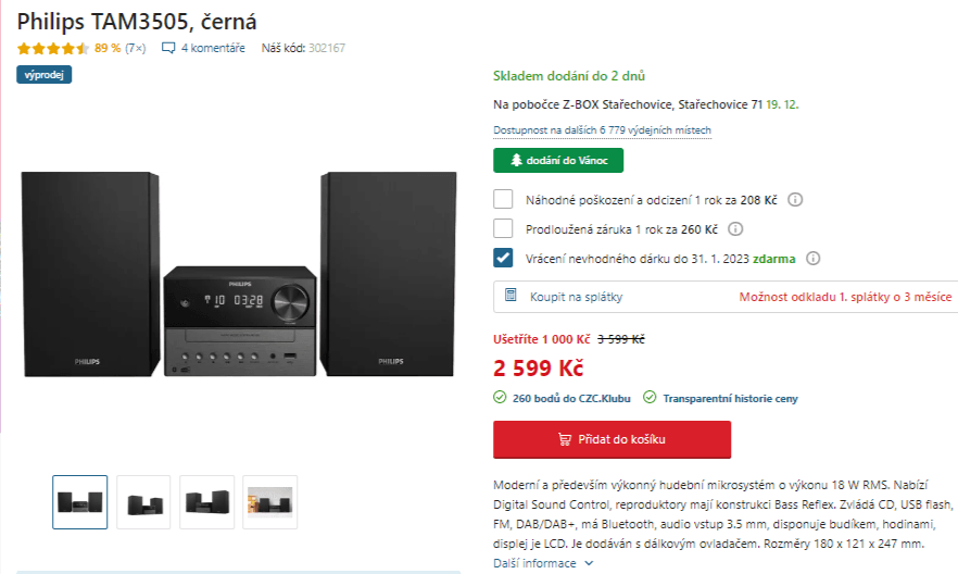 Mikrosystém Philips, CD, USB, BT, DAB+