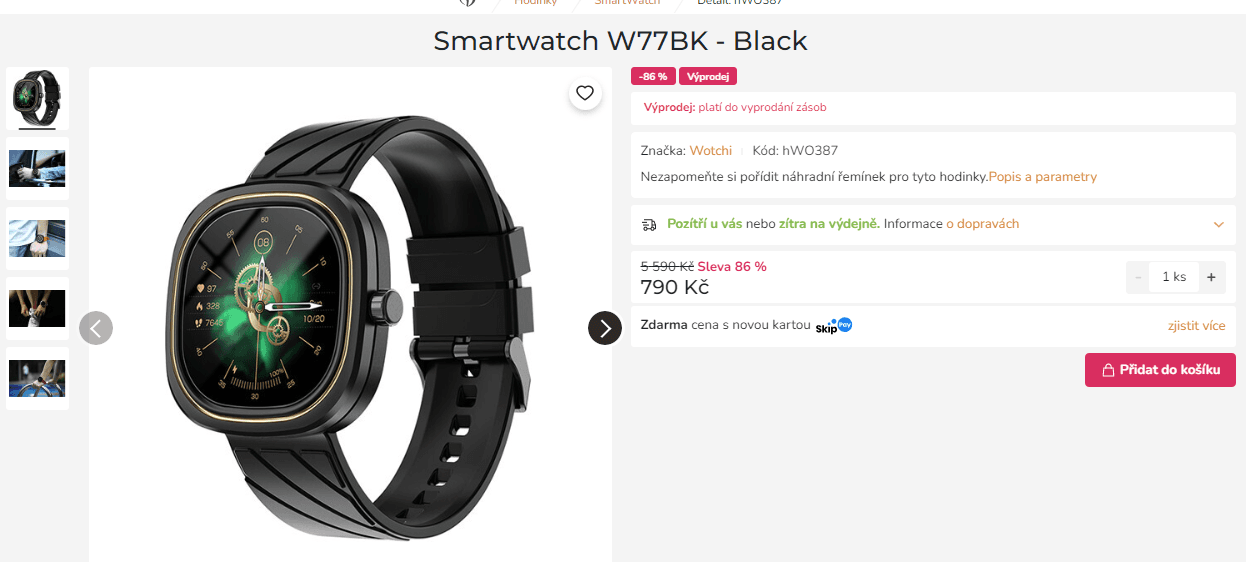 Chytré hodinky Wotchi W77BK 