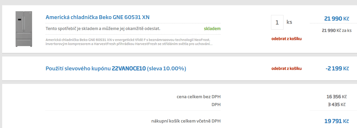 Americká lednice Beko, 387/152l, nerez