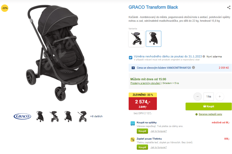 Kočárek GRACO Transform Black