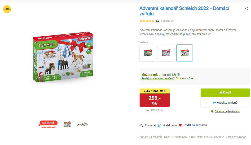Adventní kalendář Schleich - domácí zvířata